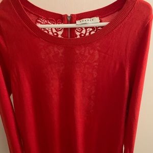 Sandro Red Sweater with Lace Back